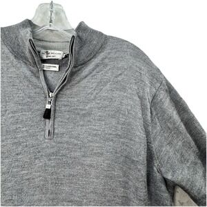 Peter Millar Sweater Mens Medium Gray Crown Soft Quarter Zip Merino Wool Silk